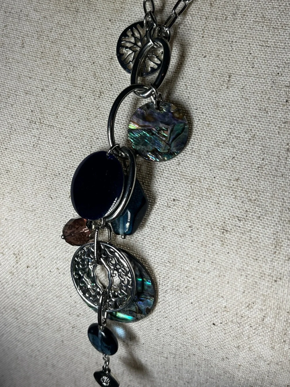 Lia Sophia “Neptune Windsong” Necklace Matching Bracelet with Albalone